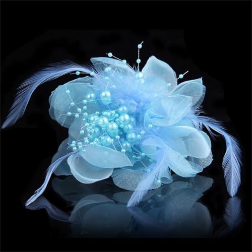Broches florales elegantes para cabello color azul claro miniatura 4
