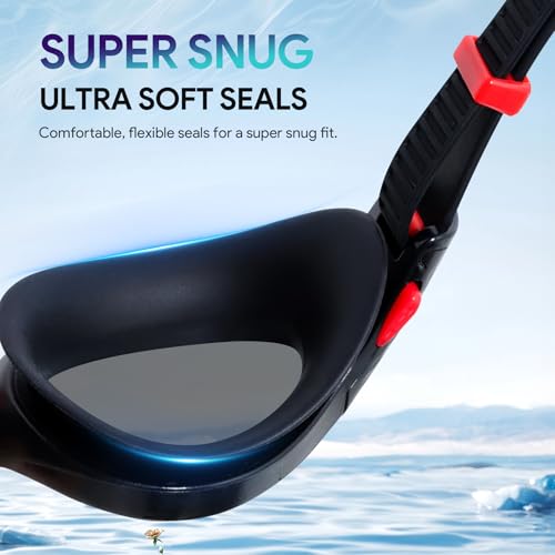 Otionus Anti-Fog Schwimmbrille Unisex für Erwachsene, Schwimmbrille mit Breiten Gläsern,Selbstjustierender Nasensteg, UV-Schutz, Orbit-Proof Dichtungen