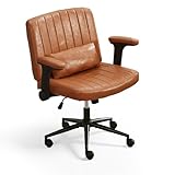 LIFTSHA Bürostuhl ergonomisch Schreibtischstuhl mit klappbaren Armlehnen, höhenverstellbarer 360°Drehstuhl mit Wippfunktion, bequem Schminkstuhl PC Stuhl für Homeoffice, Arbeitszimmer (Braun)