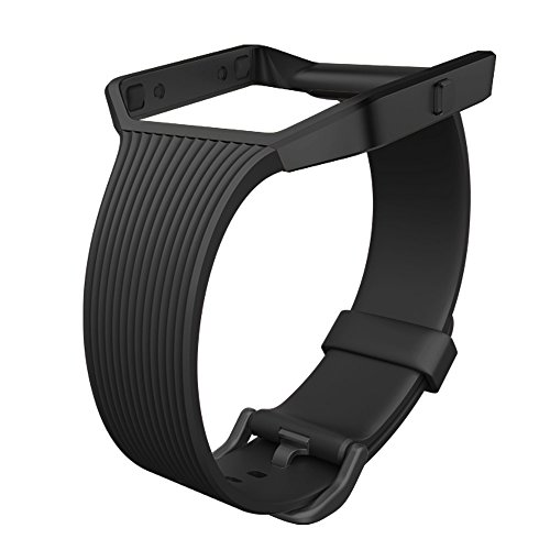 UMTELE Slim Profile Replacement Band with Matte Black Stainless Steel Frame for Fitbit Blaze, Small, Black