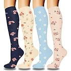 DHSO 4 Pairs Graduated Compression Socks for Women and Men, Compression Stocking for Running Hiking Travel Nursing(4 Pack Pink/Navy, Small-Medium)