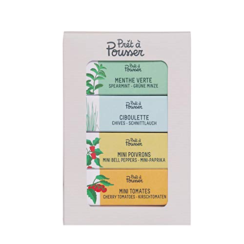 Prêt à Pousser coffret Apéro - Mini Tomates, Mini Poivrons, Ciboulette, Menthe Verte - 4 Capsules Pour Votre Potager Lilo ou Modulo