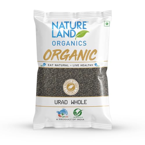 Image of Natureland Organics Urad Whole /Sabut /Urad Kali Daal 500 Gm - Organic Healthy Pulses