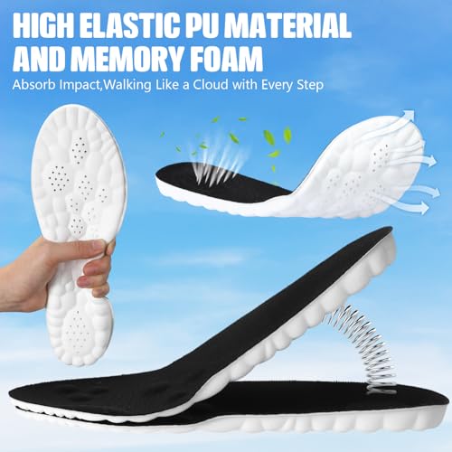 Image of Skicuff 8 Pairs 4D Cloud Insoles for Men Women, Soft Inserts Foam Cushioned Insoles Breathable Anti-Fatigue Inserts for Pain Relief, Sports Walking, Trim to Fit(Men,US 7.5-10.5,Black)