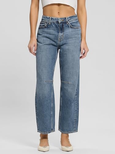 GUESS Women's Eco High Rise Barrel Fit Jean3
