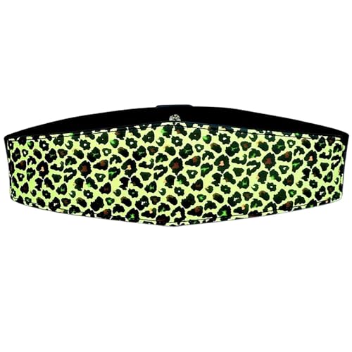 Womens Elastic Waist Belt Wide Stretch Leopard Print Fish Scale Glitter for Dress