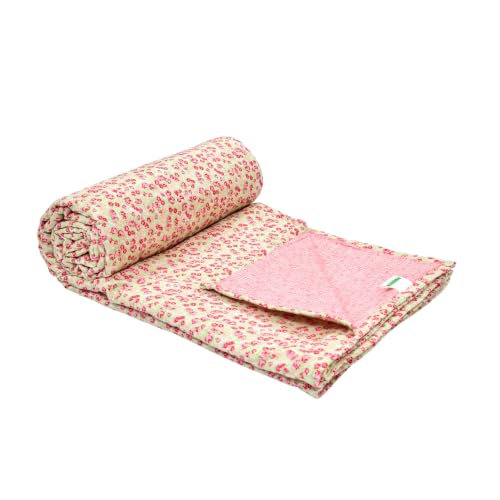 Image of Home Ecstasy 100% Cotton Mulmul Reversible Dohar for Single Bed 210 GSM (56 x 88 inches), Pink