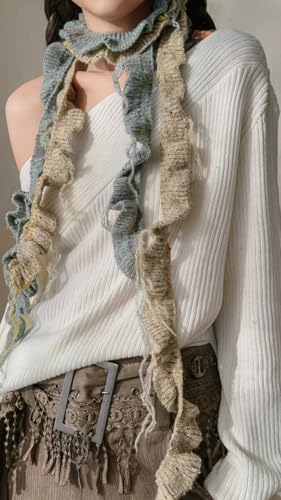 Knitted Skinny Scarf for Women Y2k Thin Scarf Grunge Scarf Streetwear Alt Emo Aesthetic Accessories 5