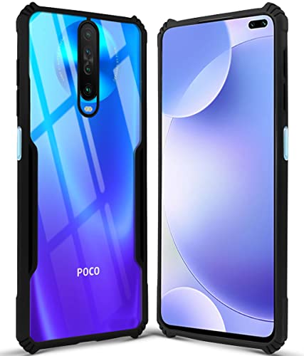 Image of Jkobi Back Cover Case for Xiaomi Poco X2 (Crystal Glass Back | Camera Protection | Shockproof Bumpers | Professional Black)
