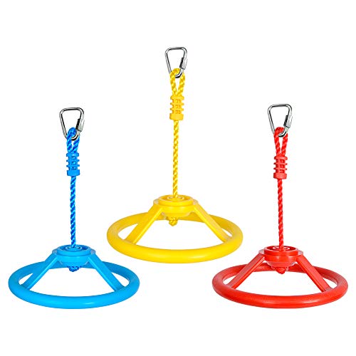 Gardtech Ninja Wheel Obstacle, 3-Pack Swing Spinning Wheels - Gymnastic Wheel, Swing Wheel for Backyard Warrior Obstacle Course Jungle Gym Slackline Kits (Green,Red,Blue)