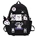 WKxinxuan My Melody Rucksack Schultasche, Kuromi Cinnamoroll Kawaii Rucksack für Mädchen mit süßer Anstecknadel, große süße Anime Kuromi Tasche Cosplay Rucksack Schwarz Tasche im günstig Kaufen-WKxinxuan My Melody Rucksack Schultasche, Kuromi Cinnamoroll Kawaii Rucksack für Mädchen mit süßer Anstecknadel, große süße Anime Kuromi Tasche Cosplay Rucksack Schwarz