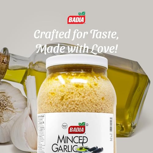 Image of Badia Minced Garlic in Olive Oil, 128 oz (8 Pound) - Fresh Minced Garlic, Bold Flavor for All Purpose Cooking, Gluten Free