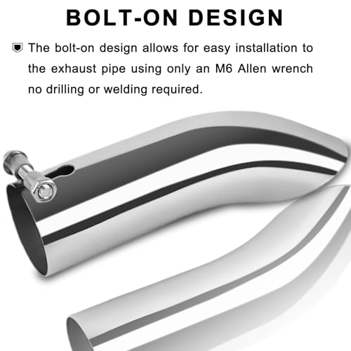 Image of 2.25 inchInlet Turn Down Exhaust Tip, 2.25 inch Outlet 9 inch Length Polished