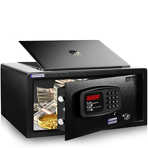 Rubik Hotel Safe Box Large Steel Strongbox with Hotel Style Digital Lock and Key Entry for Home Office Business (Size 42x20x37cm) Protect Money Laptop Jewelry A4 Documents