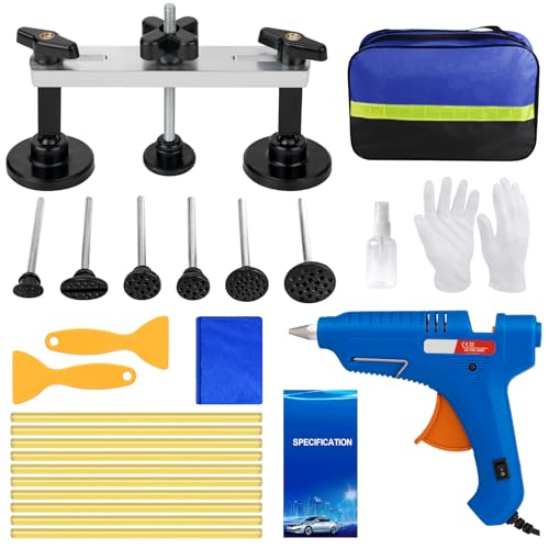 Image of Car Dent Puller Kit, Paintless Dent Removal Kit, Car Dent Repair Kit with Bridge Puller, Dent Remover Tool for Car Hail Damage DIY Repair