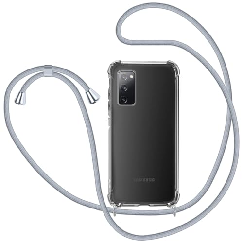 SAMCASE Mobile Phone Chain Case for Samsung Galaxy S20 FE Necklace Case with Cord Transparent Silicone Mobile Phone Case with Cord for Hanging Protective Case with Strap in Grey
