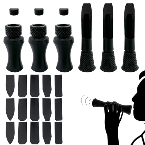 BOSOIRSOU Lot de 3 appels de canard avec 5 anches chacune – Kit d'appel professionnel multi-voix pour cinq espèces de canards, équipement de chasse durable...