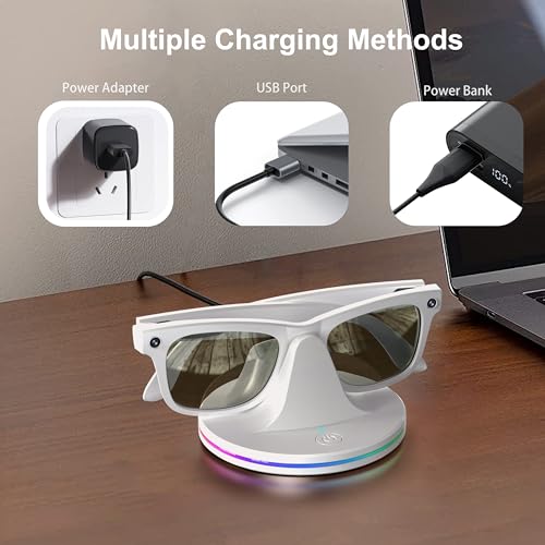 Estación de carga para gafas inteligentes con acabado premium en color blanco 4