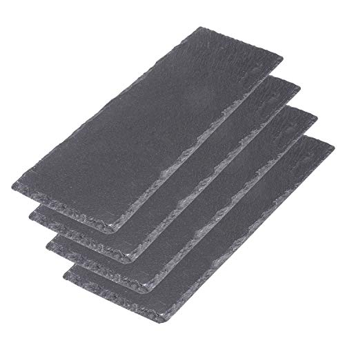 Westmark 69422260 - Juego de 4 placas de pizarra natural con protección antiarañazos, superficie de 30 x 10 cm, pizarra, Tapas + Friends, color antracita