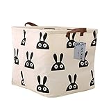 Square Storage Bins Canvas Collapsible Storage Basket with Handles - Organizer for Nursery, Kid's Toys & Laundry, Gift Baskets (Rabbit)