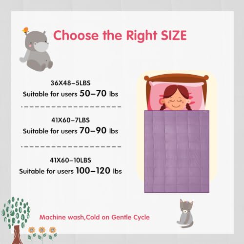 Image of yescool Weighted Blanket (10 lbs, 41 inch x 60 inch, Purple) Cooling Heavy Blanket, Perfect for 90-110 lbs, Breathable Throw Blanket Gifts with Premium Glass Bead, Machine Washable