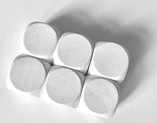XL Blank Wooden Dice for Board Games, Extra Large (Edge Length 20 x 20 x 20 mm) White For Seniors, Small Children and XL Games (6 Dices)