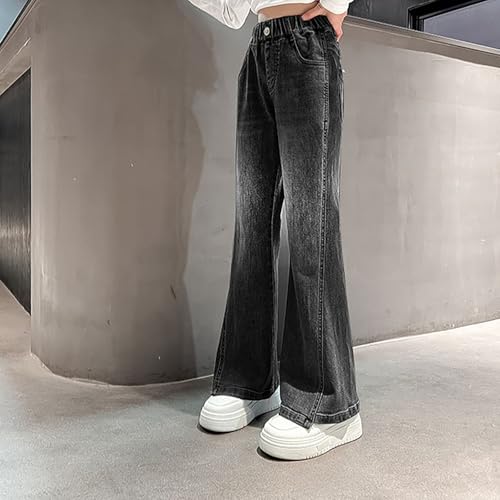 Skinny Bell Bottom Jeans for Teen Girls Elastic High Waist Straight Washed Denim Pants Kids Girls Stylish Slim Trousers2