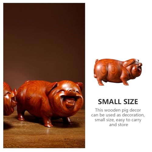 Estatua de cerdo de madera tallada para decoración miniatura 6