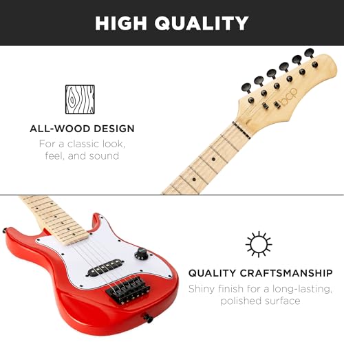 Image of Best Choice Products 30in Kids Electric Guitar Beginner Starter Kit w / 5W Amplifier, Strap, Gig Bag, Strings, Picks - Metallic Red