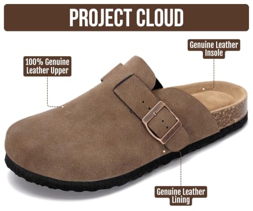 Image of 100% Genuine Leather Slip-on Footbed Clogs for Women - Fall Shoes for Women