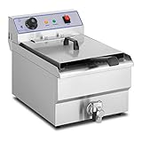 Termostato de manejo fácil Royal Catering Freidora Eléctrica 1 x 16 Litros RCSF-16ETH (6000 Watt, Trifásica 400 V, Con Grifo de Vaciado)