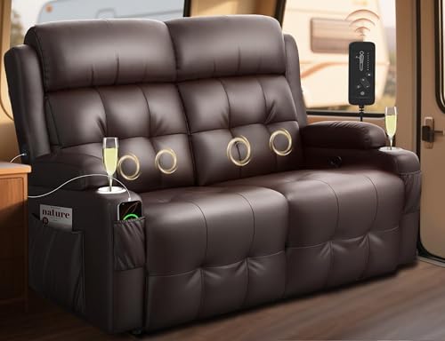 RV Loveseat Recliner Sofa, Wall Hugger Massage Reclining RV Couch