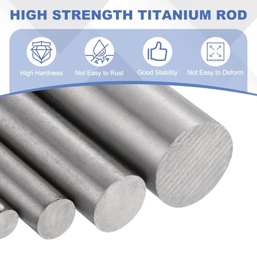 QUARKZMAN Titanium Rundstab 0,51 Durchmesser(13mm) 8 Länge GR2 Metall Massiv TA2 Titanium Rundstab Stange Für Modellflugzeug Auto Schiff DIY Handwerk