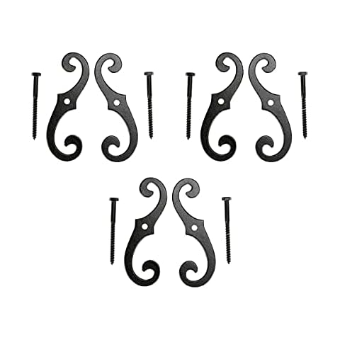 Renovators Supply Manufacturing Shutter Dogs 6.5" Black Cast Aluminum S Shaped Shutter Dogs with Mounting Hardware Pack of 3 Cover