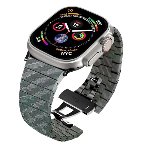 Haflyer Carbon Fiber Apple Watch Bands Series 9/8/7/6/5/4/3/2/1/SE/Ultra Stainless Steel Butterfly...