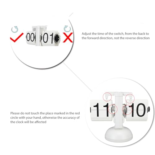 Relógio flip, relógio de mesa de mesa de mesa mecânico clássico com giro automático de página, grand