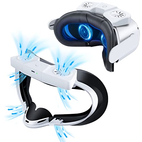 corner circulation fan - Fan for Oculus Quest 2 Fan Cooler for Oculus Quest 2 Cooling Fan Anti Fog, Accessories for VR Oculus Quest 2, With SweatProof PU Face Cover Pad/Facial Interface/Nose Pad, Double Cooling Fan System