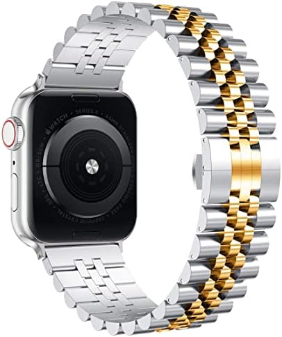 Wolait Compatible with Apple Watch Ultra 2 Band 49mm 46mm 45mm 44mm 42mm 41mm 40mm 38mm, Stainless Steel Heavy Band with Butterfly Folding Clasp Link Bracelet for iWatch Ultra Series 10/9/8/7/6Men