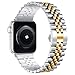 Wolait Compatible with Apple Watch Band 49mm 45mm 44mm 42mm,Stainless Steel Heavy Band with Butterfly Folding Clasp Link Bracelet for iWatch Ultra Series 8/7/6/SE/ 5/4/3/Men Women ,Silver/Gold