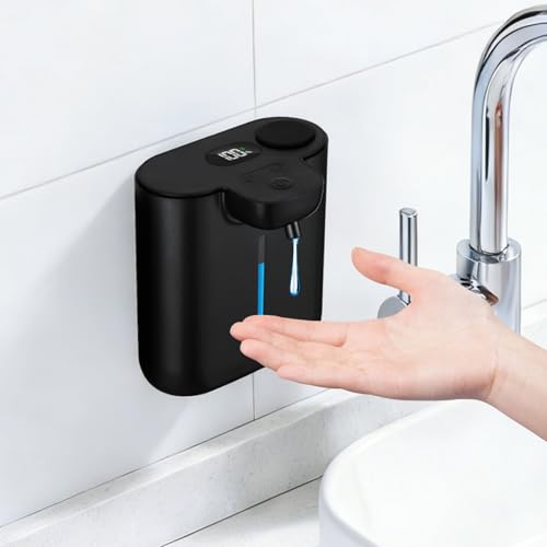 RYTOXILO Automatic Soap Dispenser Touchless 9 Levels Soap Dispenser Wall Mount 16.9oz/500ml Automatic Hand Soap Dispenser for Bathroom Plastic Electric Dish Soap Dispensers for Kitchen Black