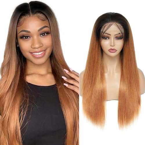 Habiliana Human Hair Wig 200% Density HD Omber 30 Straight Wave Wigs Human Hair Real Full Large Lace 4x4 Omber 30 Weave Wigs Pre Plucked for Black Women