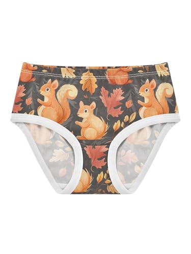 【K-girls】 ZZKKO Orange Fall Squirrels Leaves Girls Underwear Toddler Panties