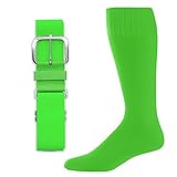 SteelLocker Baseball/Softball Belt & Sock Combo (Large (Men 9-12, Ladies 10-13), Lime)