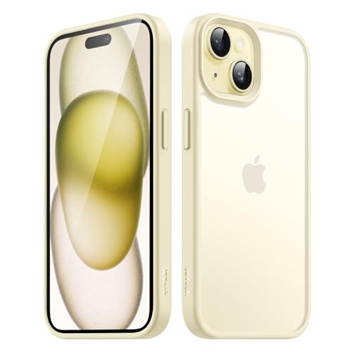 Image of JETech Matte Cover Case for iPhone 15 6.1-Inch, Shockproof Military Grade Drop Protection, Frosted Translucent Back Phone Cover, Anti-Fingerprint (Yellow)