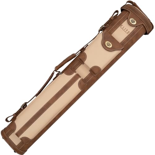 ELITE ECV37 3x7 Oval Hard Vintage Leather Pool/Billiards Cue Case - Chestnut