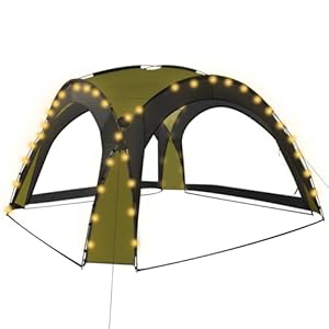 vidaXL Partytent met LED en 4 Zijwanden Feesttent Tuintent Paviljoen Tuinprieel Prieel Tuinpaviljoen Tuinpaviljoens Partytenten 3,6×3,6×2,3 m Groen