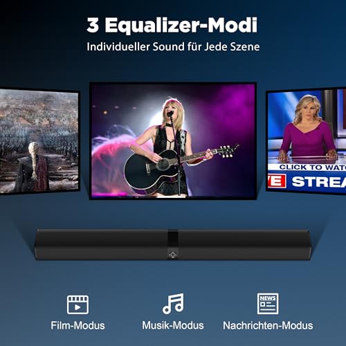 GarageRock Soundbar für TV Geräte, Teilbare 2-in-1 TV Soundbr mit Automatischer Lautstärkeanpassung, Stereo TV Lautsprecher mit 3 EQ-Modi, Bluetooth 5.3, ARC/Opt/AUX, Soundbar für Fernseher/PC/Beamer - 1