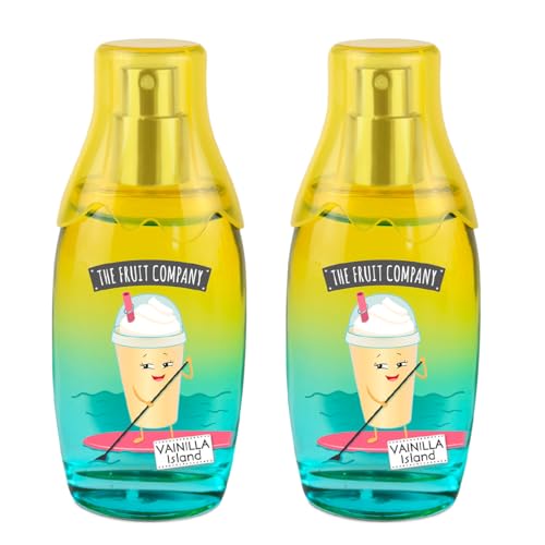 The Fruit Company Colonia Vainilla Island Pack 2 Unidades 40 ml | Eau de Toilette Aroma Dulce Avainillado y Frutal | Perfume con Aloe Vera Formato Spray Duradero