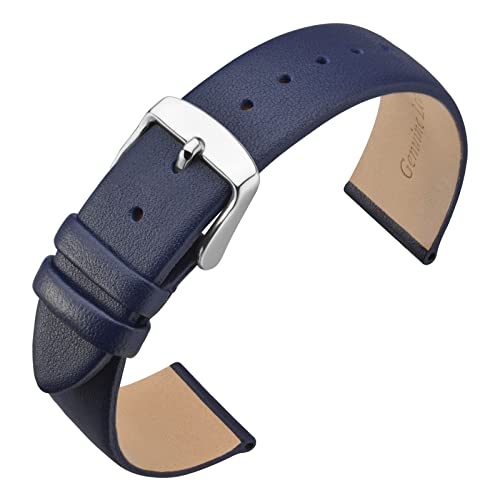 ANNEFIT Correas para Reloje Cuero 20mm, Correa de Repuesto Compatible con Relojes Inteligentes y Tradicionales (Azul Oscuro) Cover