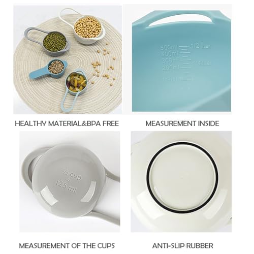 MiHerom Plastic Nesting Bowls Set with Mixing Bowls,Colanders,4 Measuring Cups,Sifter for Baking,Food Prep,RV Camping Accessories,8 Pieces - Image 3